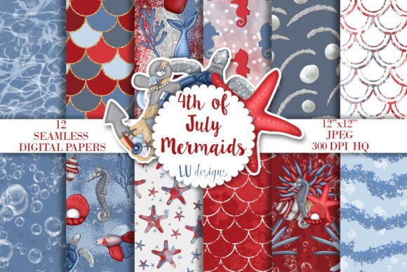 4th of July Mermaids Seamless Patterns: Creative Freedom for Every Project