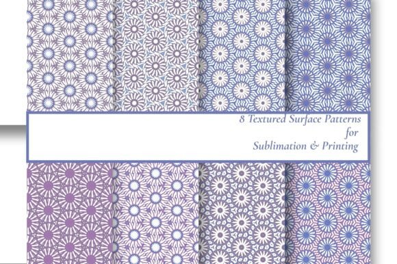 8 Purple Retro Floral Geometric Patterns