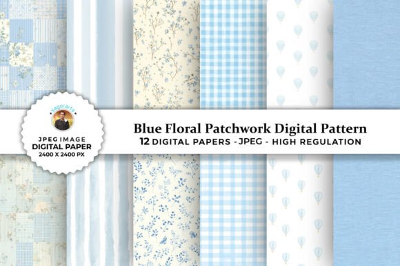 Blue Floral Patchwork Digital Patterns: A Strategic Resource for Creative and Professional Projects