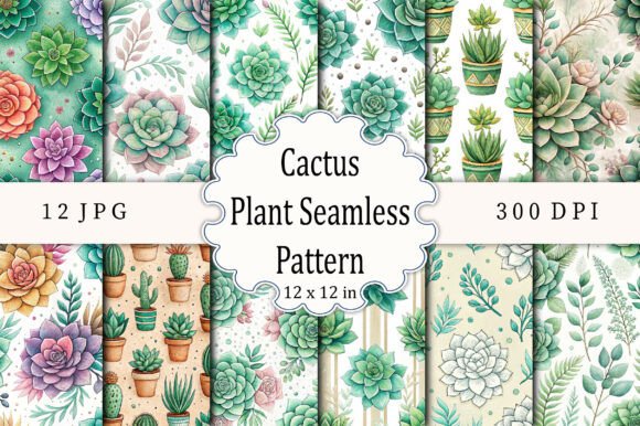Cactus Plant Seamless Patterns