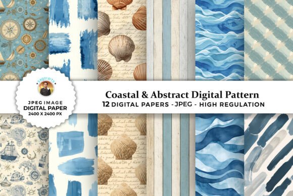 Coastal Abstract Digital Patterns: A Creative Resource for Craft Enthusiasts