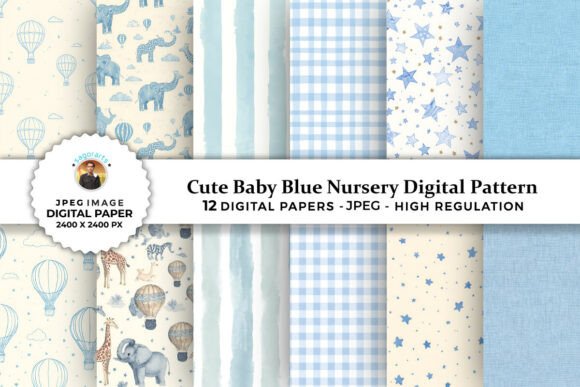 Cute Baby Blue Nursery Digital Patterns: A Versatile Resource for Creatives and Entrepreneurs