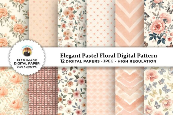 Elegant Pastel Floral Digital Patterns