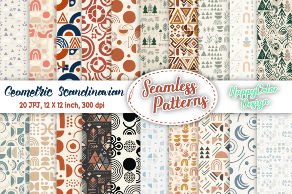Geometric Scandinavian Seamless Patterns