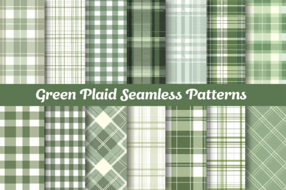 Green Plaid Seamless Patterns Bundle