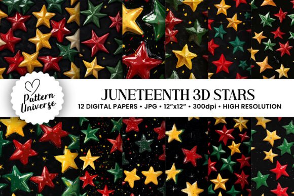 Juneteenth Cute 3D Stars Patterns: A Creative Celebration of Freedom and Expression