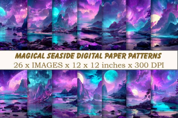 Magical Seaside Digital Papers Patterns