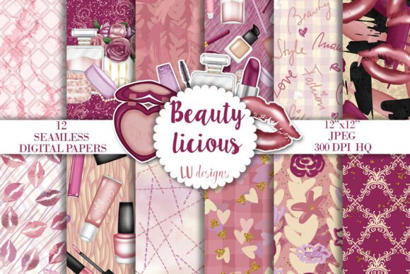 Makeup Seamless Patterns, Beauty Papers