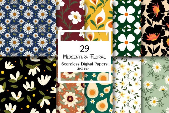 Midcentury Floral Seamless Patterns for Timeless Design