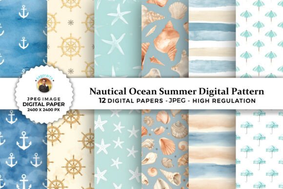 Nautical Ocean Summer Digital Patterns