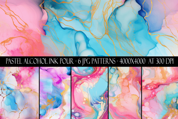 Pastel Alcohol Ink Pour Patterns: A Creative Digital Resource