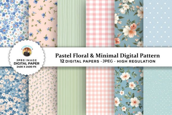 Pastel Floral Minimal Digital Patterns
