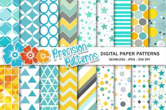 Pastel Mint Yellow Scrapbook Patterns