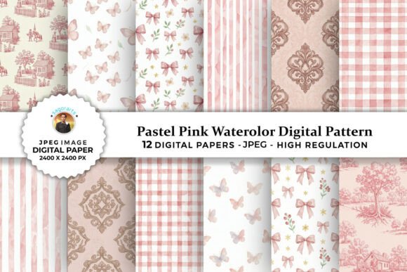 Pastel Pink Watercolor Digital Patterns for Creative Projects
