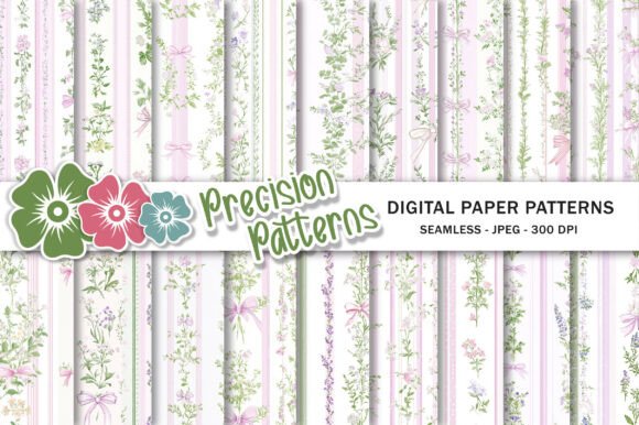 Pink Ribbon Bows Wildflower Patterns