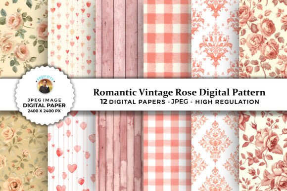 Romantic Vintage Rose Digital Patterns