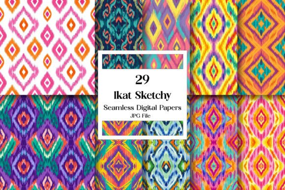 Seamless Ikat Sketchy Patterns