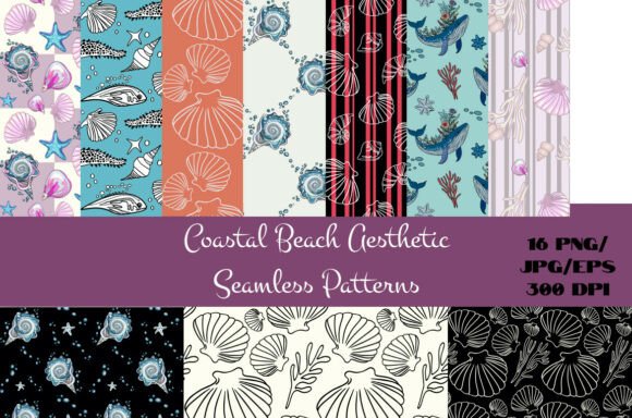 Seamless Ocean Patterns - 16 EPS JPG EPS