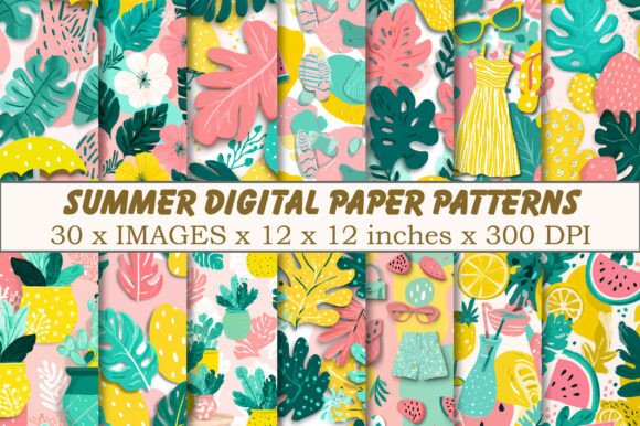 Summer Digital Paper Patterns