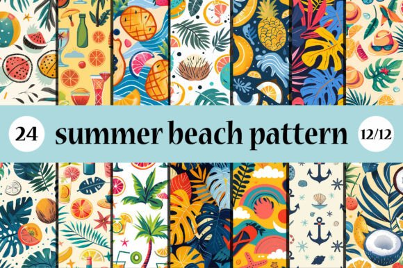 Tropical Summer Seamless Patterns PNG