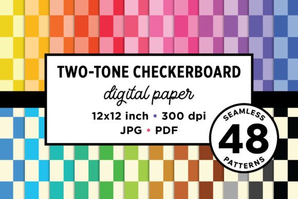 Two-Tone Checkerboard Seamless Patterns for Creative Designers